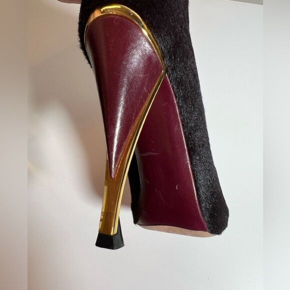 💞 Diane Von Furstenberg Lis Runway Black Calf Hair Ankle Stiletto Booties 7.5 - Picture 10 of 15